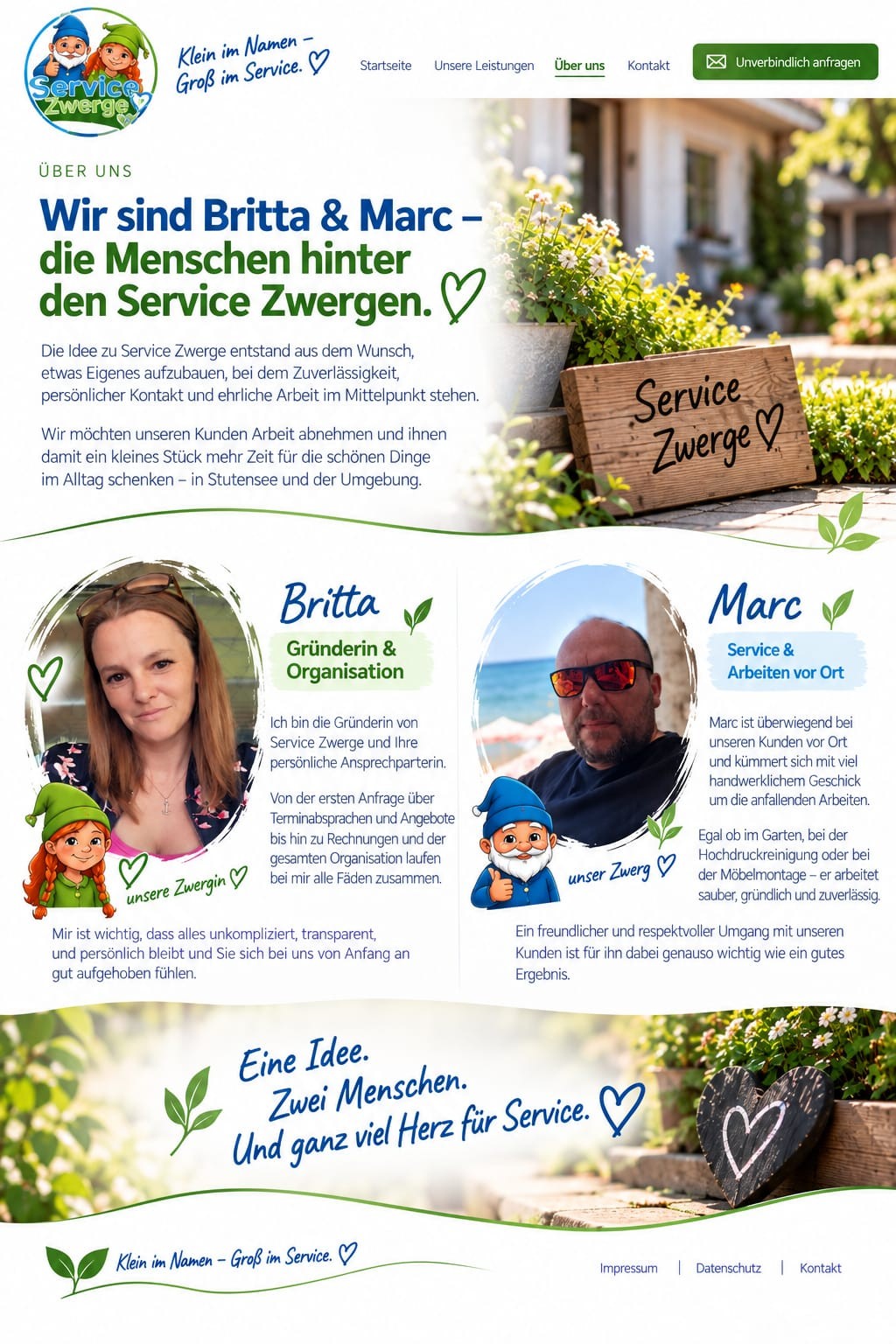 ServiceZwerge Schild im Garten